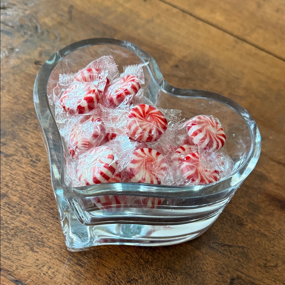 Glass Heart Shaped Candy Dish